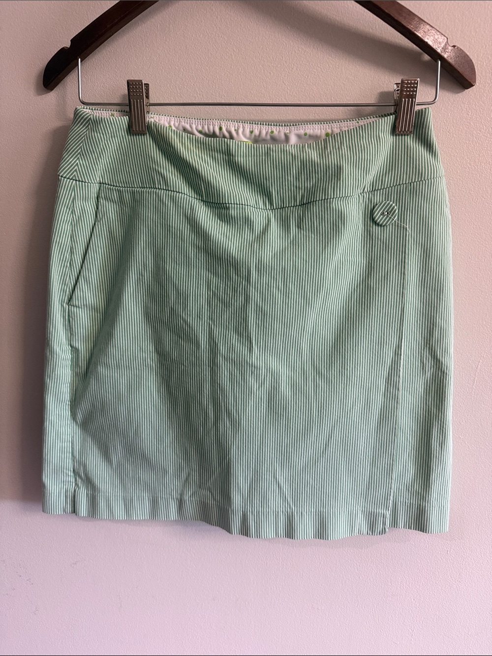 Mint Green Striped golf Skirt/skort By Swing Control